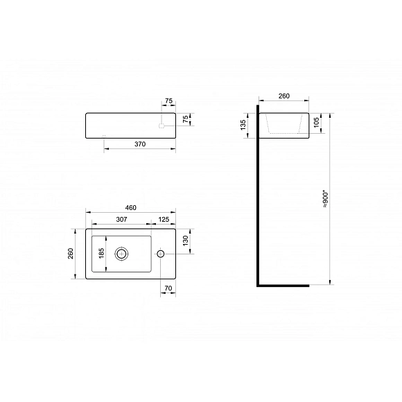 Умывальник "Эрис 46" (мебельный)