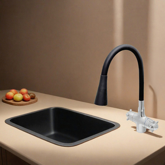 СМ-МЛ3 МИНАР/СМАРТ гибкий излив ЧЁРНЫЙ (Гекко)