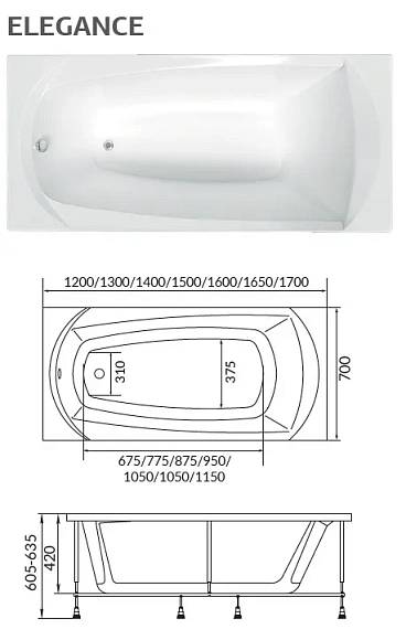 Ванна "ELEGANCE" 150*70
