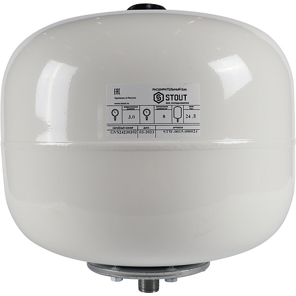 Расширительный бак STOUT для ГВС вертикальный 24л. (белый) арт. STW-0015-000024 