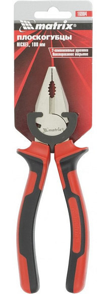 Плоскогубцы NICKEL 180 мм, никелированные двухкомпонентные, // Matrix арт. 16904