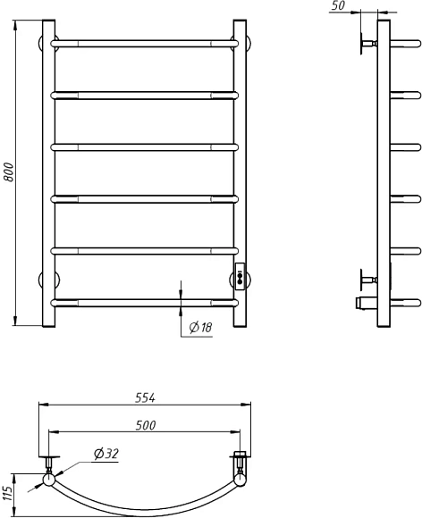 Полотенцесушитель Пэк сп 5 80*50 графит ВГП