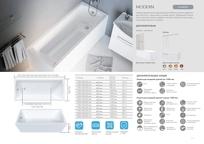 Ванна "MODERN" 170*70