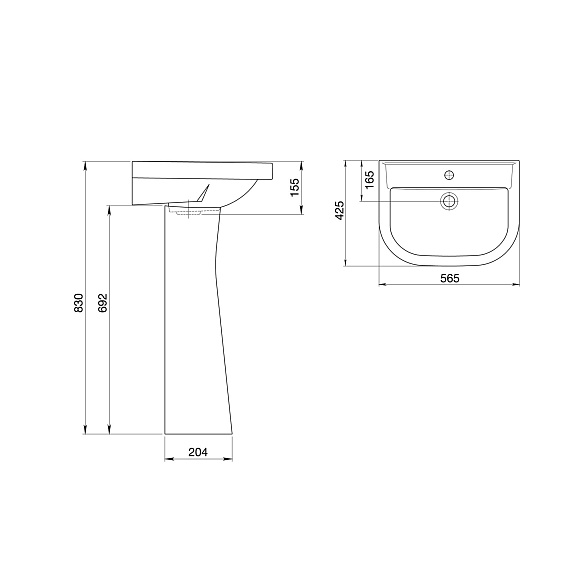 Раковина с пьедесталом "PRO" (Santeri)