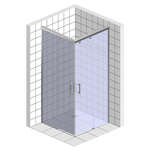 Душев огражд четырехсегм раздвижн с подвесн ролик SLIDE Square 864 90*90*200 Графит, проф черный МАТ