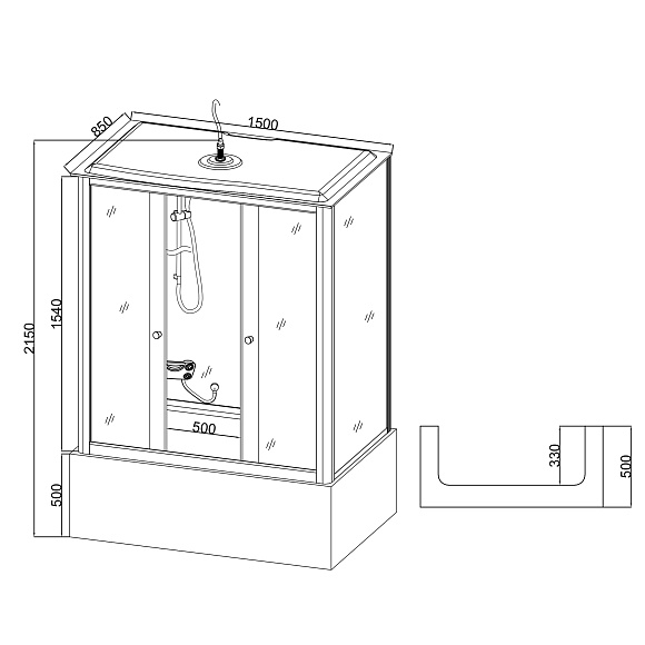Душевая кабина 119G GEKKO 1500*850*2150