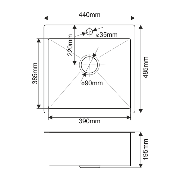 Мойка врезная прямоугольная с дозатором R44485HK ProflLine 3,0/200 сатин 