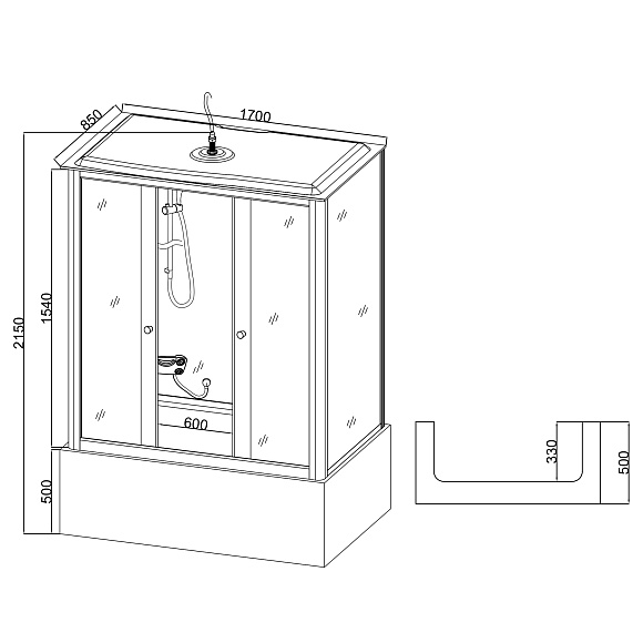 Душевая кабина 119WG GEKKO 1700*850*2150