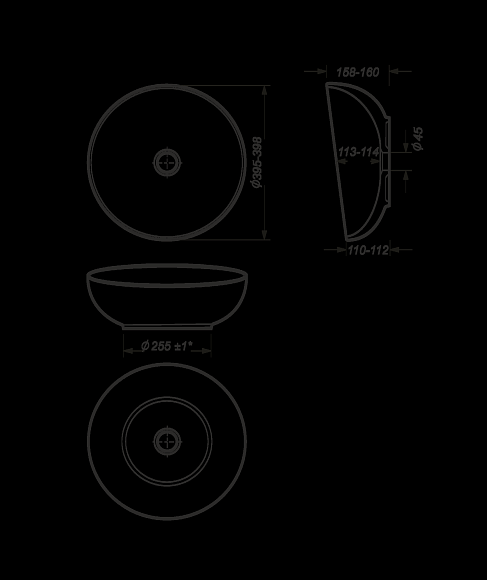 Умывальник накладной Art 40 CUT Белый S1