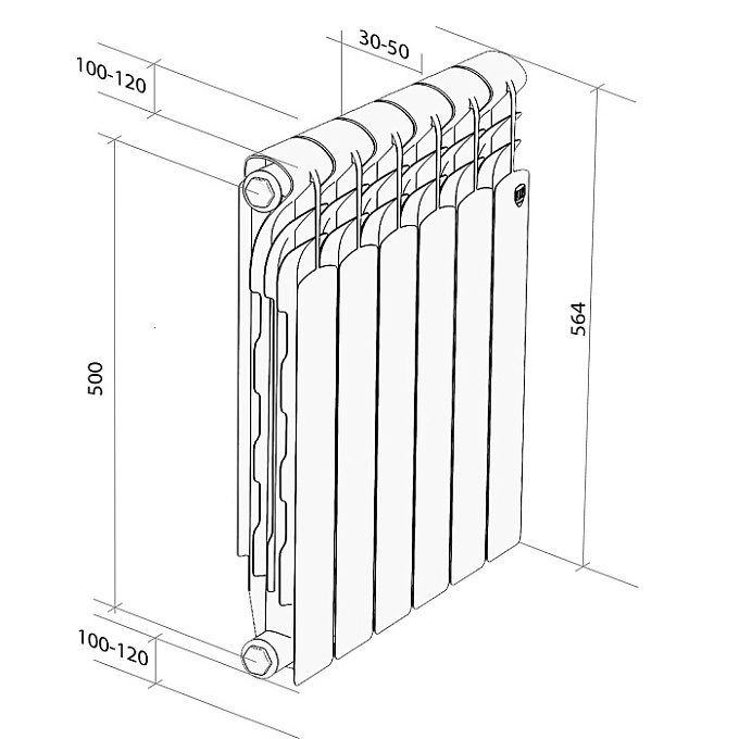 Радиатор биметаллический Royal Thermo Revolution B 500 - 12 секц.