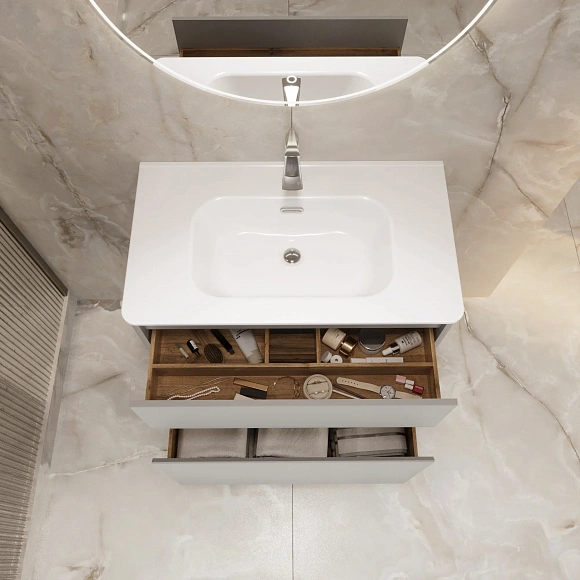 Тумба под раковину Mona "Rondy"  80 Н 2я агатовый серый