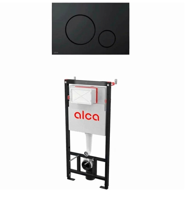 Инсталляция для подв.унитаза "AlcaPlast" А-101/1120+кнопка черный-мат М678 (4в1) (Чехия)