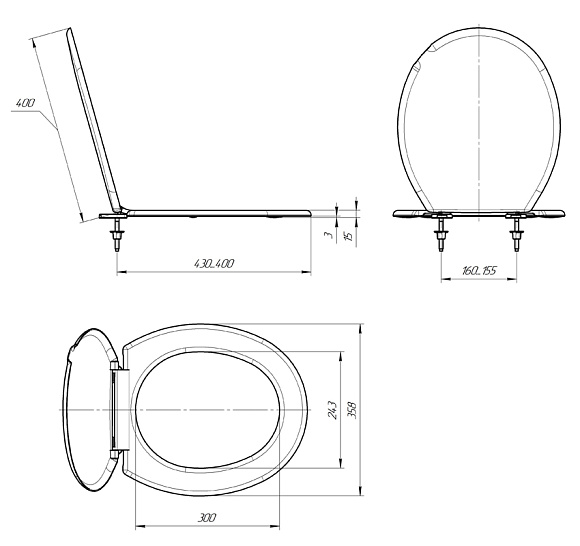 Сиденье для унитаза Фараон СТАНДАРТ голубое