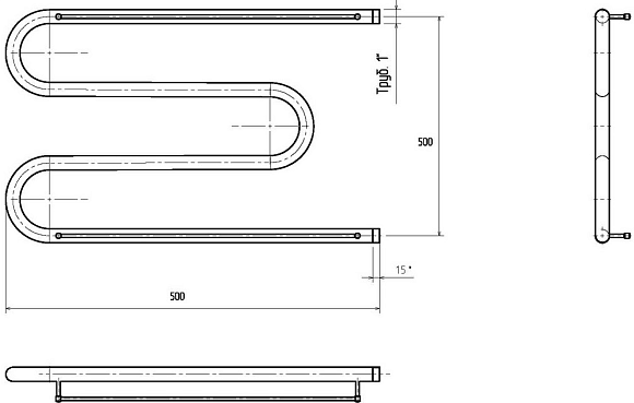 Полотенцесушитель М1" нерж 50/50 П(полочка)
