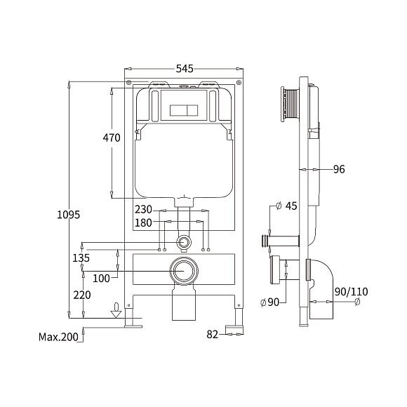 Инсталляция для подв.унитаза GEKKO без клавиши MQ100