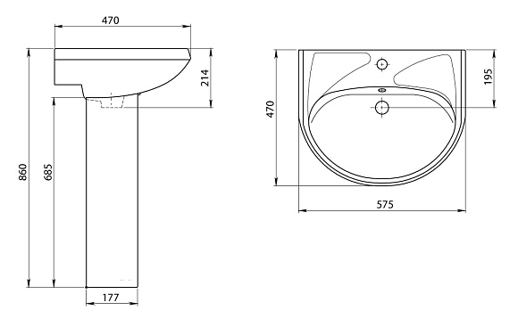 Раковина с пьедесталом "Вест" (Santeri)