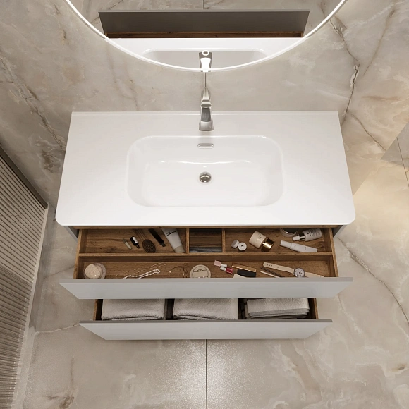 Тумба под раковину Mona "Rondy" 100 Н 2я агатовый серый