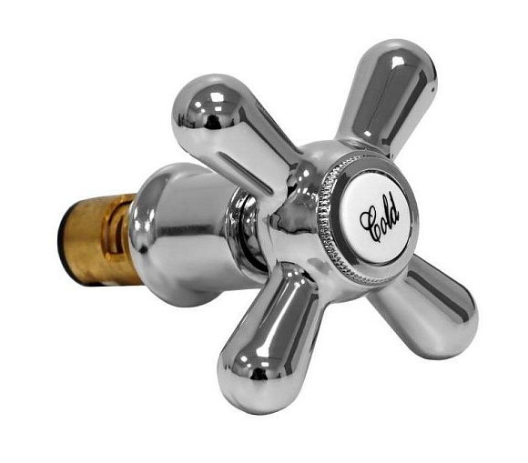 Кран-букса керамическая маховик Крест хром для Российских смесителей