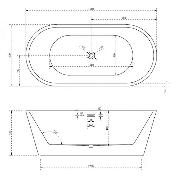 Ванна акриловая ABBER AB9203-1.6