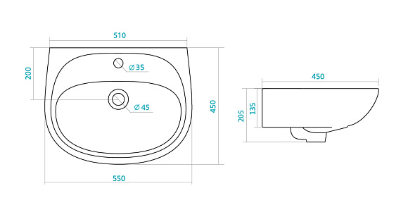 Раковина с пьедесталом "Анимо-55"
