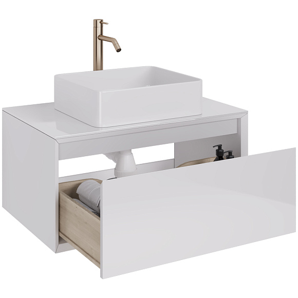 Тумба INSIGHT 80 подв.стекл.стол.с отв. для установки накл. умыв. и см.  арт. 99.9200