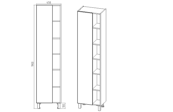 Пенал "Бостон" правый/левый 450х300х1900