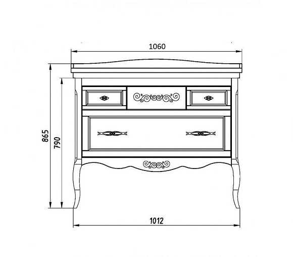 Подстолье с раковиной Модерн 105 ( ум. Модерн 1050) Белый (Патина серебро)