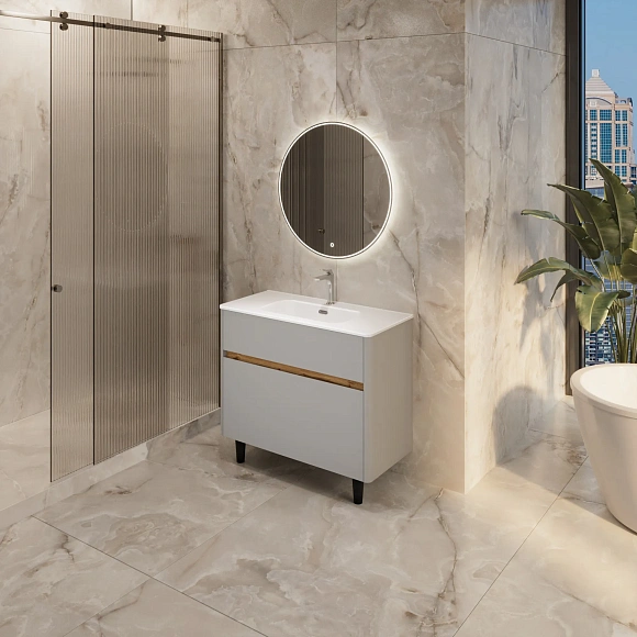 Тумба под раковину Mona "Rondy" 100 Н 2я агатовый серый