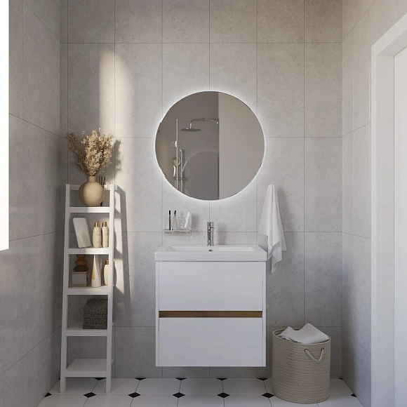 Тумба под раковину Veil "Como" 60П 2я белая аляска/дуб вотан