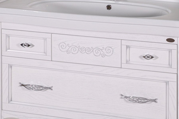 Подстолье с раковиной Модерн 105 ( ум. Модерн 1050) Белый (Патина серебро)