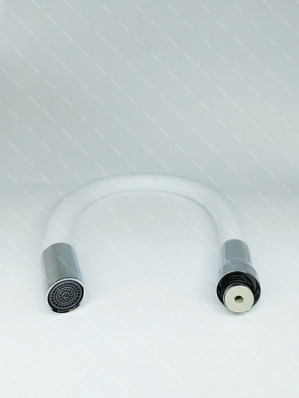 Гибкий излив смесителя мойки силиконовый c аэратором БЕЛЫЙ