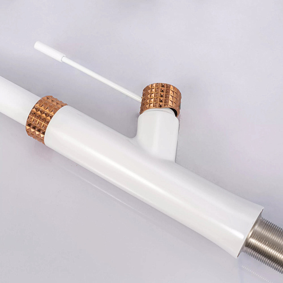 СМ-М ГЕККО с вытяжным изливом GH-6085-W БЕЛЫЙ, ЗОЛОТО