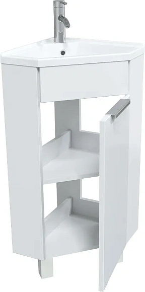 Тумба с раковиной угловая Penta 37x37Н 1д. Белый глянец.